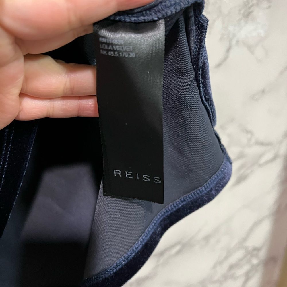 Reiss Velvet Sleeveless Cowl Neck Top in Navy - Picture 6 of 12